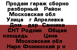 Продам гараж сборно-разборный › Район ­  Московская обл .  › Улица ­ г.Апрелевка › Дом ­ дер. Санники СНТ Родник › Общая площадь ­ 18 › Цена ­ 20 000 - Московская обл., Наро-Фоминский р-н, Апрелевка г. Недвижимость » Гаражи   